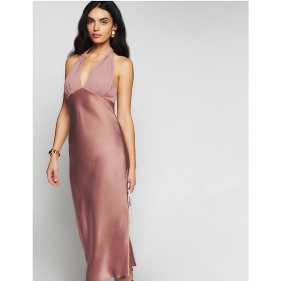 Reformation silk midi halter dress - Picture 1 of 12